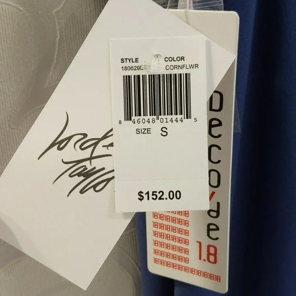 NWT Decode 1.8 Blue Cocktail Dress, Detail on the Bodice and Straps, Size S - Picture 7 of 11